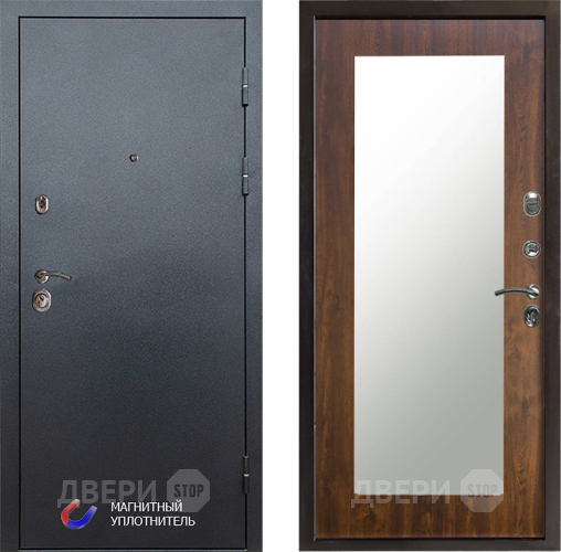 Входная металлическая Дверь Престиж Графит Зеркло Пастораль Дуб в Лыткарино