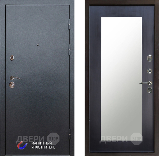 Входная металлическая Дверь Престиж Графит Зеркло Пастораль Венге в Лыткарино