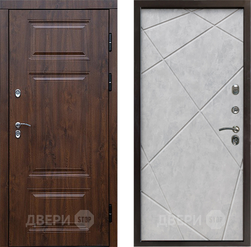 Входная металлическая Дверь Престиж TERMO с терморазрывом Премиум Орех Лучи Бетон светлый в Лыткарино