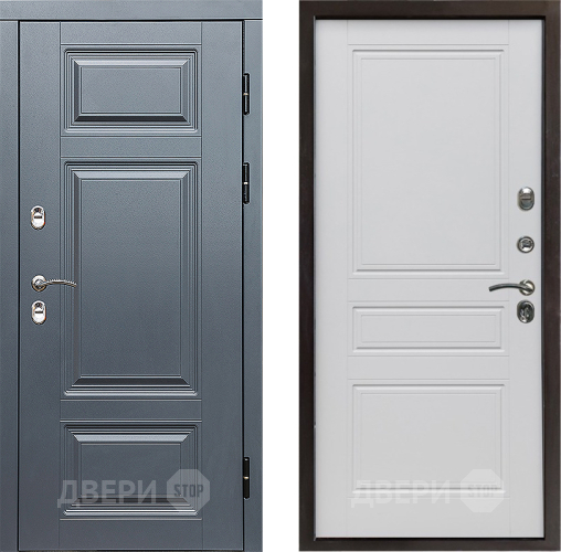 Входная металлическая Дверь Престиж TERMO с терморазрывом Премиум Грэй Классика Белый матовый в Лыткарино
