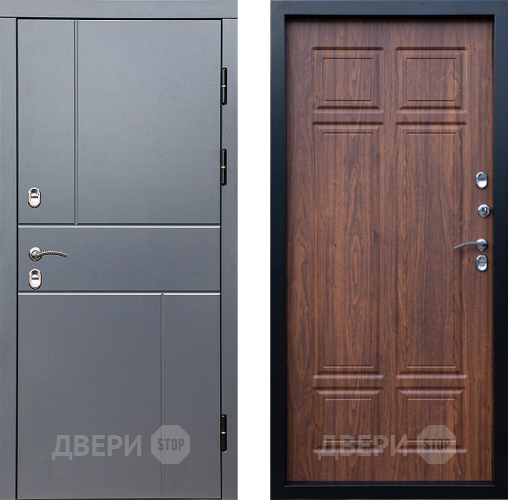 Входная металлическая Дверь Престиж TERMO с терморазрывом Горизонт Грэй Премиум Орех темный в Лыткарино