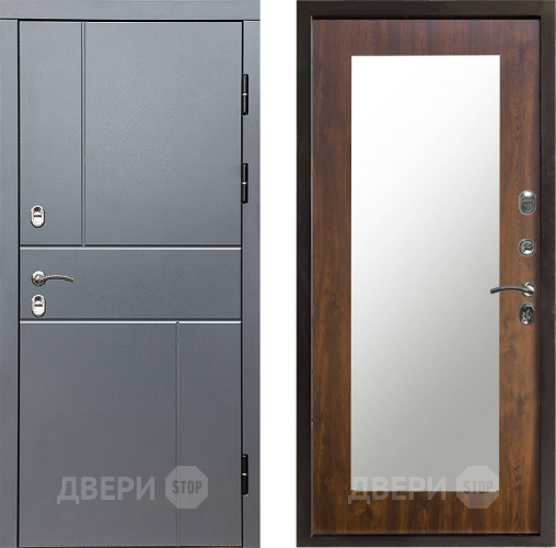 Входная металлическая Дверь Престиж TERMO с терморазрывом Горизонт Грэй Зеркало пастораль Дуб в Лыткарино