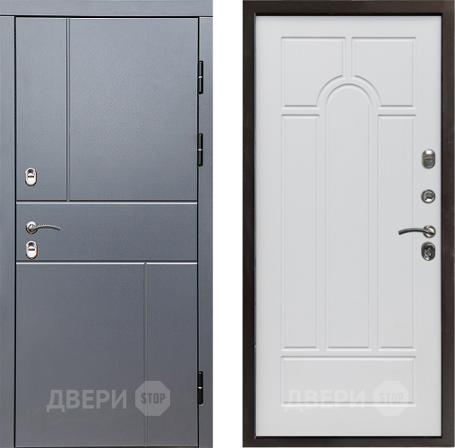 Входная металлическая Дверь Престиж TERMO с терморазрывом Горизонт Грэй Арка Белое дерево в Лыткарино