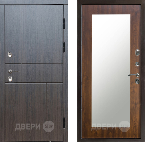 Входная металлическая Дверь Престиж TERMO с терморазрывом Горизонт Венге Зеркало пастораль Дуб в Лыткарино