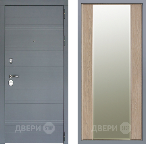 Дверь Заводские двери Лира Софт графит Зеркало Макси Беленый дуб в Лыткарино
