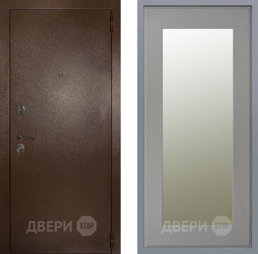 Дверь Заводские двери Эталон 3к антик медь Зеркало Модерн Грей софт в Лыткарино