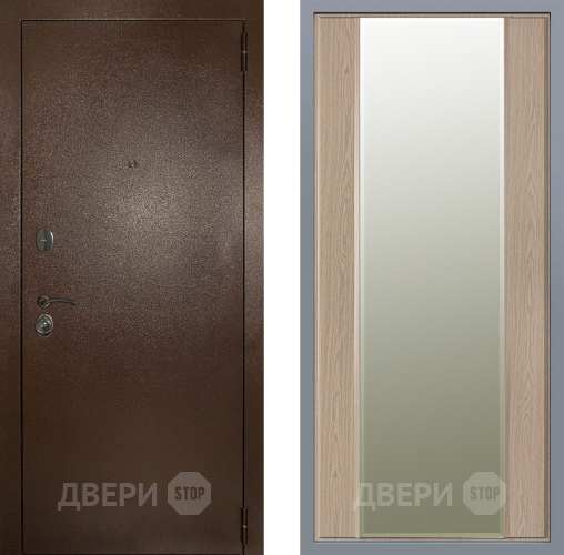 Дверь Заводские двери Эталон 3к антик медь Зеркало Макси Беленый дуб в Лыткарино