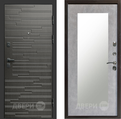 Входная металлическая Дверь Престиж Rivera Зеркло Пастораль Бетон светлый в Лыткарино