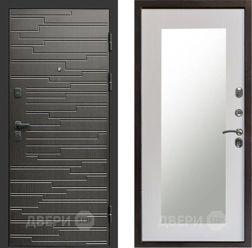 Входная металлическая Дверь Престиж Rivera Зеркло Пастораль Лиственница белая в Лыткарино