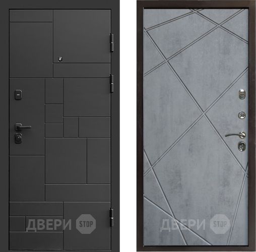 Входная металлическая Дверь Престиж Kvadro Лучи Бетон темный в Лыткарино