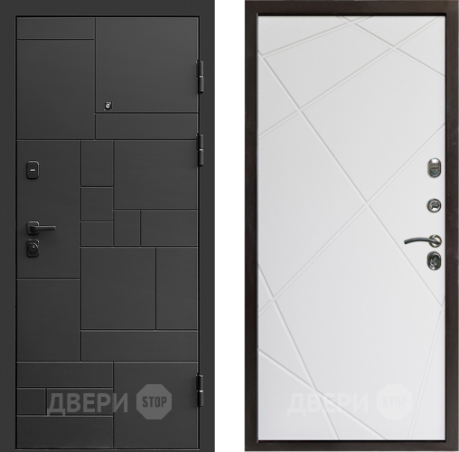 Входная металлическая Дверь Престиж Kvadro Лучи Бетон белый в Лыткарино