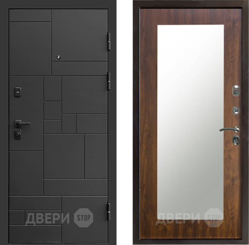 Входная металлическая Дверь Престиж Kvadro Зеркло Пастораль Дуб в Лыткарино