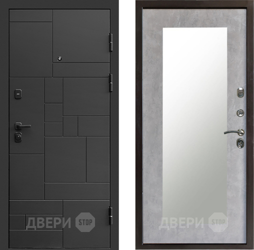 Дверь Престиж Kvadro Зеркло Пастораль Бетон светлый в Лыткарино