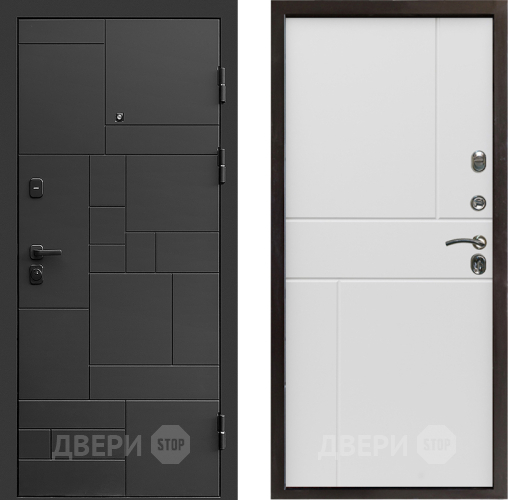 Входная металлическая Дверь Престиж Kvadro Горизонт Бетон белый в Лыткарино