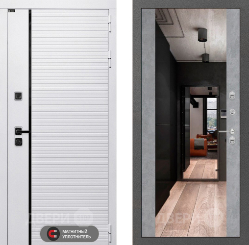 Входная металлическая Дверь Лабиринт (LABIRINT) Royal Зеркало Максимум Бетон светлый в Лыткарино