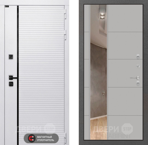 Входная металлическая Дверь Лабиринт (LABIRINT) Royal Зеркало 19 Грей софт в Лыткарино