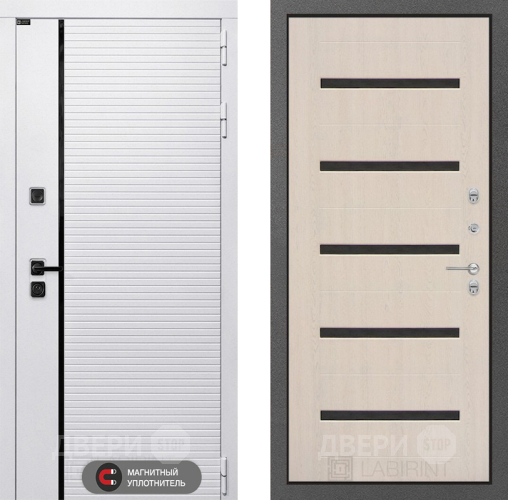 Входная металлическая Дверь Лабиринт (LABIRINT) Royal 01 Беленый дуб в Лыткарино
