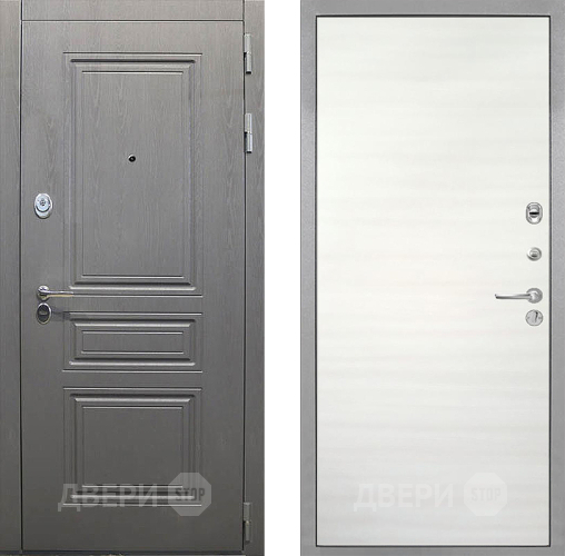 Входная металлическая Дверь Интекрон (INTECRON) Брайтон Графит Гладкая Дуб сильвер поперечный в Лыткарино