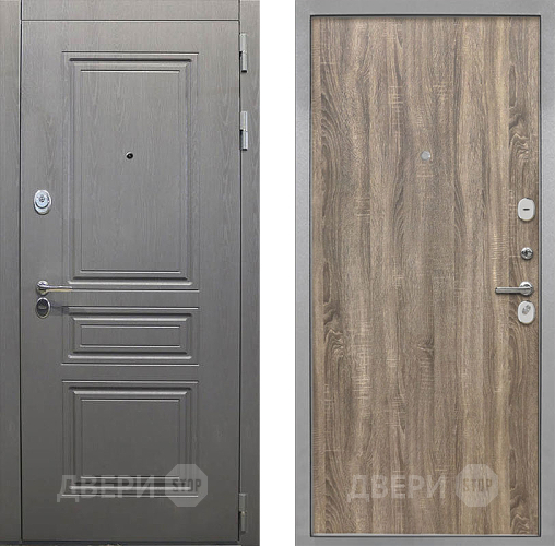 Входная металлическая Дверь Интекрон (INTECRON) Брайтон Графит Гладкая Дуб турин в Лыткарино
