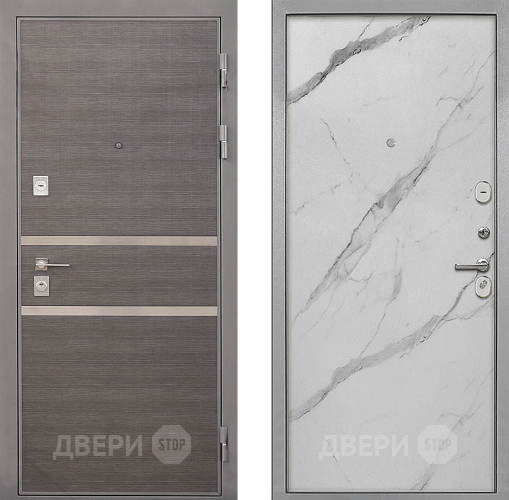 Входная металлическая Дверь Интекрон (INTECRON) Неаполь Гладкая Мрамор натуральный арктик в Лыткарино