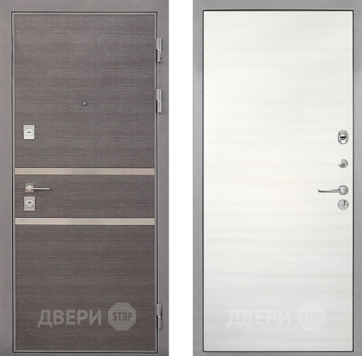 Входная металлическая Дверь Интекрон (INTECRON) Неаполь Гладкая Дуб сильвер поперечный в Лыткарино