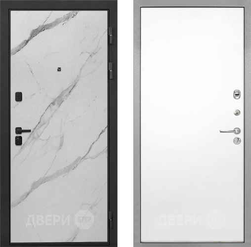 Входная металлическая Дверь Интекрон (INTECRON) Профит Black Мрамор Арктик Гладкая Силк Сноу в Лыткарино