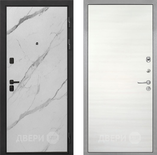 Входная металлическая Дверь Интекрон (INTECRON) Профит Black Мрамор Арктик Гладкая Дуб сильвер поперечный в Лыткарино