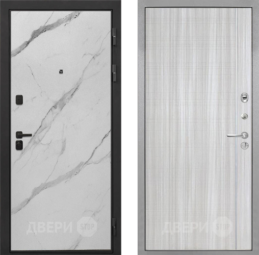 Входная металлическая Дверь Интекрон (INTECRON) Профит Black Мрамор Арктик В-07 с молдингом Сандал белый в Лыткарино