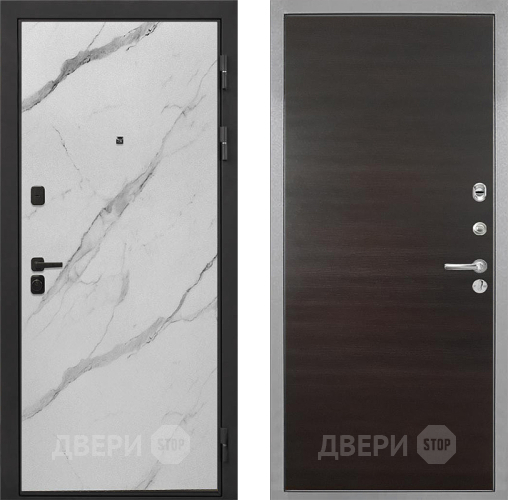 Входная металлическая Дверь Интекрон (INTECRON) Профит Black Мрамор Арктик Гладкая Эковенге поперечный в Лыткарино