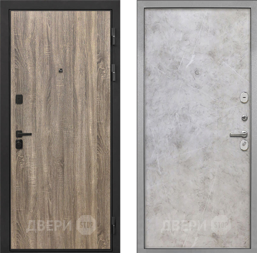 Входная металлическая Дверь Интекрон (INTECRON) Профит Black Дуб Турин Гладкая Мрамор светлый в Лыткарино
