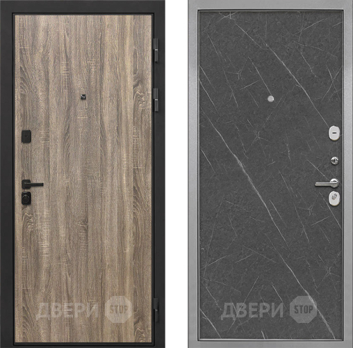 Входная металлическая Дверь Интекрон (INTECRON) Профит Black Дуб Турин Гладкая Гранит лава оникс в Лыткарино