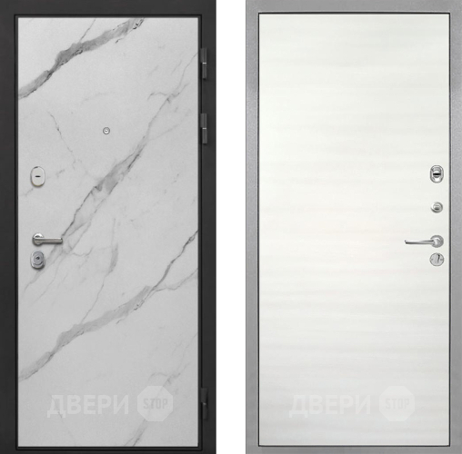 Входная металлическая Дверь Интекрон (INTECRON) Гектор Мрамор Арктик Гладкая Дуб сильвер поперечный в Лыткарино