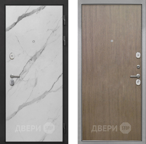 Входная металлическая Дверь Интекрон (INTECRON) Гектор Мрамор Арктик Гладкая шпон Венге коричневый в Лыткарино