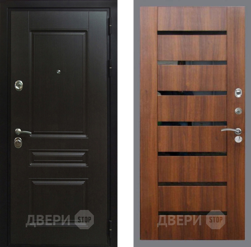 Входная металлическая Дверь Рекс (REX) Премиум-Н СБ-14 стекло черное Орех бренди в Лыткарино