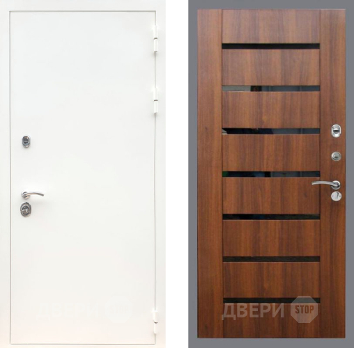 Входная металлическая Дверь Рекс (REX) 5 Белая Шагрень СБ-14 стекло черное Орех бренди в Лыткарино