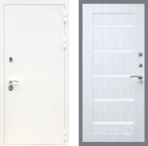 Входная металлическая Дверь Рекс (REX) 5 Белая Шагрень СБ-14 стекло белое Сандал белый в Лыткарино