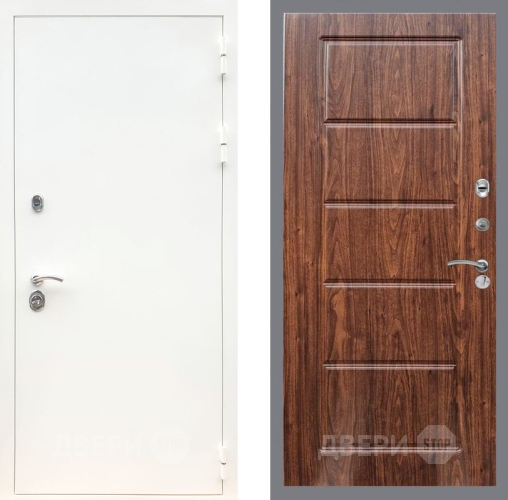 Входная металлическая Дверь Рекс (REX) 5 Белая Шагрень FL-39 орех тисненый в Лыткарино