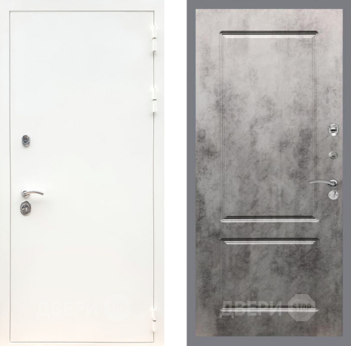 Входная металлическая Дверь Рекс (REX) 5 Белая Шагрень FL-117 Бетон темный в Лыткарино