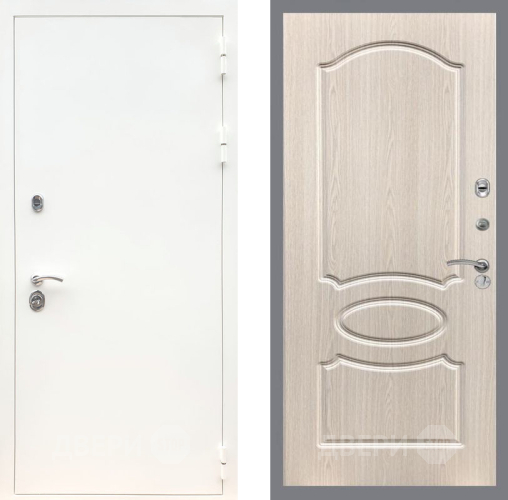 Входная металлическая Дверь Рекс (REX) 5 Белая Шагрень FL-128 Беленый дуб в Лыткарино