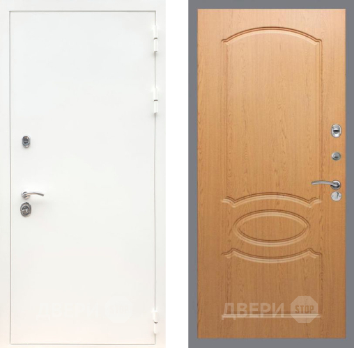 Входная металлическая Дверь Рекс (REX) 5 Белая Шагрень FL-128 Дуб в Лыткарино