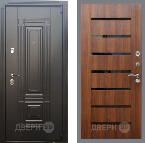 Входная металлическая Дверь Рекс (REX) 9 СБ-14 стекло черное Орех бренди в Лыткарино