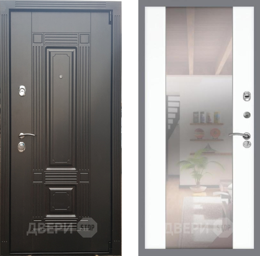 Входная металлическая Дверь Рекс (REX) 9 СБ-16 Зеркало Силк Сноу в Лыткарино