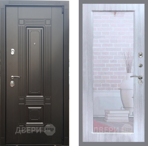 Входная металлическая Дверь Рекс (REX) 9 Зеркало Пастораль Сандал белый в Лыткарино