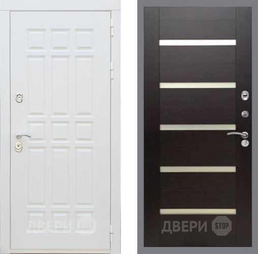 Входная металлическая Дверь Рекс (REX) 8 Силк Сноу СБ-14 стекло белое венге поперечный в Лыткарино