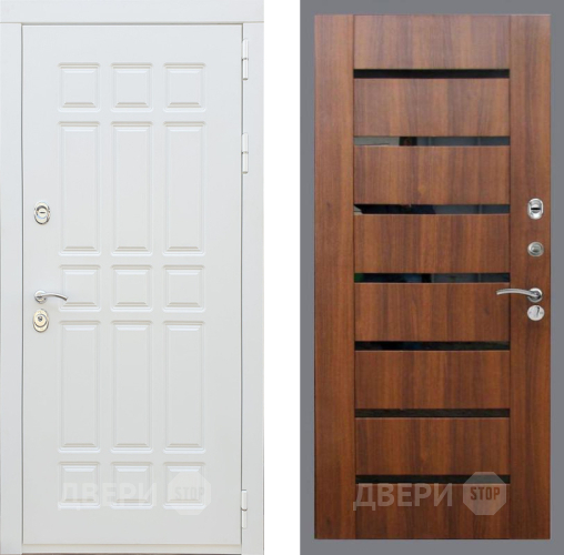 Входная металлическая Дверь Рекс (REX) 8 Силк Сноу СБ-14 стекло черное Орех бренди в Лыткарино