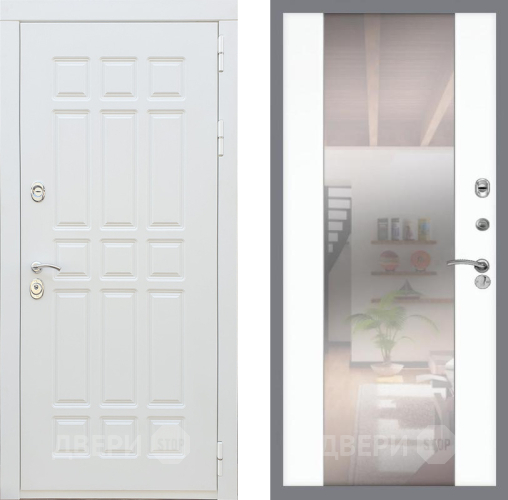 Входная металлическая Дверь Рекс (REX) 8 Силк Сноу СБ-16 Зеркало Силк Сноу в Лыткарино