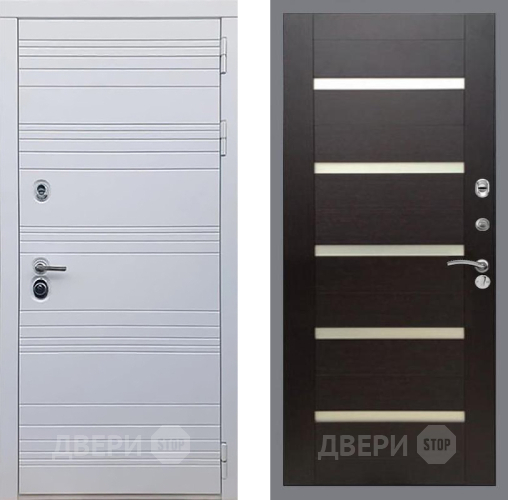 Входная металлическая Дверь Рекс (REX) 14 Силк Сноу СБ-14 стекло белое венге поперечный в Лыткарино