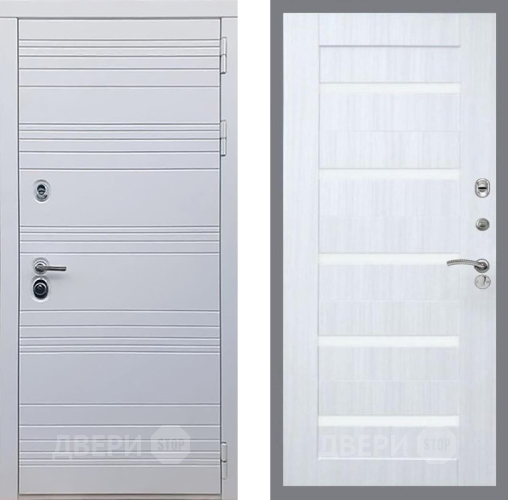 Входная металлическая Дверь Рекс (REX) 14 Силк Сноу СБ-14 стекло белое Сандал белый в Лыткарино