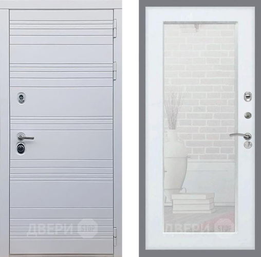 Входная металлическая Дверь Рекс (REX) 14 Силк Сноу Зеркало Пастораль Силк Сноу в Лыткарино