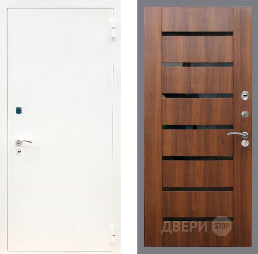 Входная металлическая Дверь Рекс (REX) 1А Белая шагрень СБ-14 стекло черное Орех бренди в Лыткарино